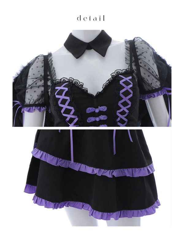 画像24: 【SALE!!】【即日発送！】【ハロウィン】レースアップデビルスカートセットアップ 【コスプレ6点セット】[OF04-H]