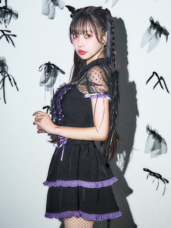 画像10: 【SALE!!】【即日発送！】【ハロウィン】レースアップデビルスカートセットアップ 【コスプレ6点セット】[OF04-H]