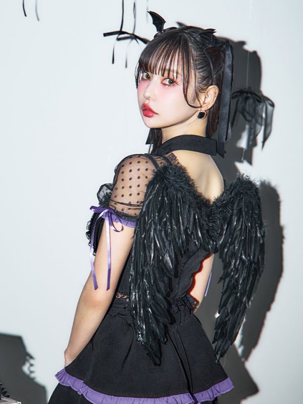 画像14: 【SALE!!】【即日発送！】【ハロウィン】レースアップデビルスカートセットアップ 【コスプレ6点セット】[OF04-H]