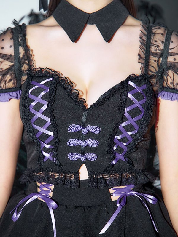画像18: 【SALE!!】【即日発送！】【ハロウィン】レースアップデビルスカートセットアップ 【コスプレ6点セット】[OF04-H]