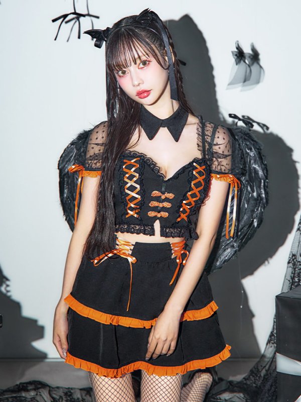 画像22: 【SALE!!】【即日発送！】【ハロウィン】レースアップデビルスカートセットアップ 【コスプレ6点セット】[OF04-H]