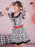 【即日発送！】【ハロウィン】ダルメシアンミニフレアワンピース 【コスプレ5点セット】 【S-XLサイズ/1カラー】[YMT]