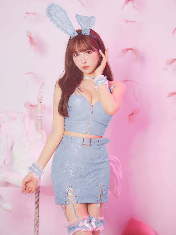 画像21: 【SALE!!】【即日発送！】【ハロウィン】レースリボンバニータイトミニセットアップ 【コスプレ8点セット】 【XS-Lサイズ/3カラー】[OF04]