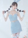 【即日発送！】【ハロウィン】レースリボンバニータイトミニセットアップ 【コスプレ8点セット】 【XS-Lサイズ/3カラー】[YMT]