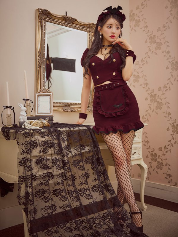 画像7: 【SALE!!】【即日発送！】【ハロウィン】 蝙蝠メイドミニセットアップ 【コスプレ7点セット】 【XS-Mサイズ/2カラー】[OF04]