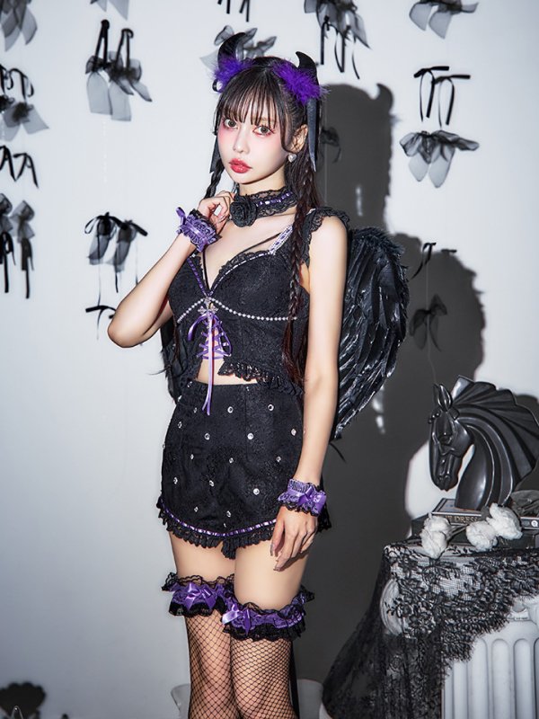 画像15: 【即日発送！】【ハロウィン】ビジューデビルパンツセットアップ 【コスプレ7点セット】[HC03-H]