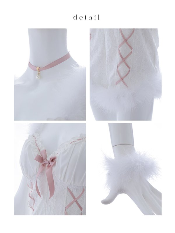 画像24: 【ハロウィン】 ファーキャミレースバニーガール 【コスプレ6点セット】 【XS-Mサイズ/2カラー】[OF04]