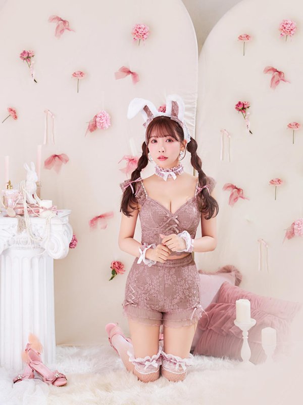 画像9: 【SALE!!】【即日発送！】【ハロウィン】 総レースバニー編み上げセットアップ【コスプレ7点セット】【XS-Mサイズ/2カラー】[HC03]