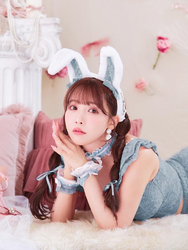 画像4: 【SALE!!】【即日発送！】【ハロウィン】 総レースバニー編み上げセットアップ【コスプレ7点セット】【XS-Mサイズ/2カラー】[HC03]