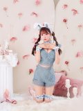 【即日発送！】【ハロウィン】 総レースバニー編み上げセットアップ【コスプレ7点セット】【XS-Mサイズ/2カラー】[YMT]