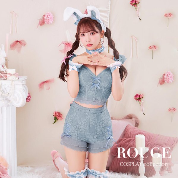 画像17: 【SALE!!】【即日発送！】【ハロウィン】 総レースバニー編み上げセットアップ【コスプレ7点セット】【XS-Mサイズ/2カラー】[HC03]