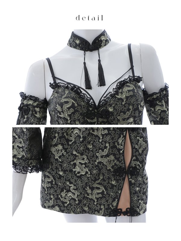 画像36: 【即日発送！】【ハロウィン】 オフショルチャイナワンピース 【コスプレ6点セット】 【XS-Lサイズ/3カラー】(SE01YN)[OF04]