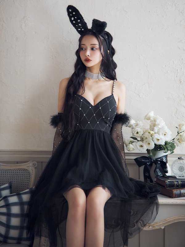 画像36: 【ハロウィン】 バニービジューフレアワンピース 【コスプレ5点セット】 【XS-Mサイズ/2カラー】[OF04]