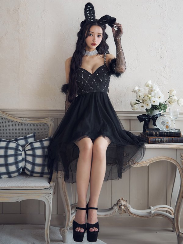 画像27: 【ハロウィン】 バニービジューフレアワンピース 【コスプレ5点セット】 【XS-Mサイズ/2カラー】[OF04]