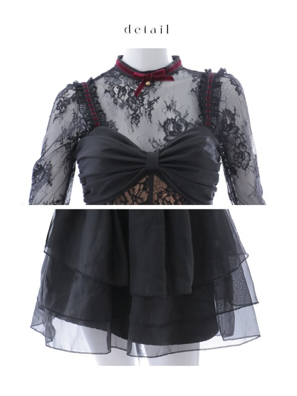画像21: 【SALE!!】【即日発送！】【ハロウィン】 黒猫シアーレースワンピース 【コスプレ5点セット】 【S-XLサイズ/1カラー】[HC03]