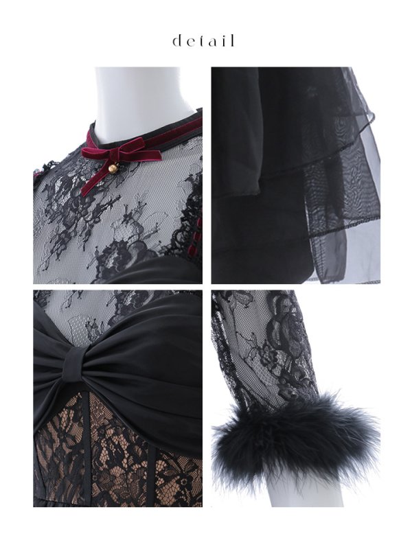 画像22: 【SALE!!】【即日発送！】【ハロウィン】 黒猫シアーレースワンピース 【コスプレ5点セット】 【S-XLサイズ/1カラー】[HC03]