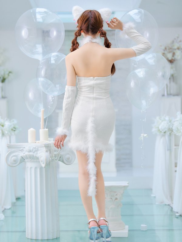 画像12: 【SALE!!】【即日発送！】【ハロウィン】白猫アメスリニットワンピース 【コスプレ3点セット】【XS-Lサイズ/1カラー】[OF01]