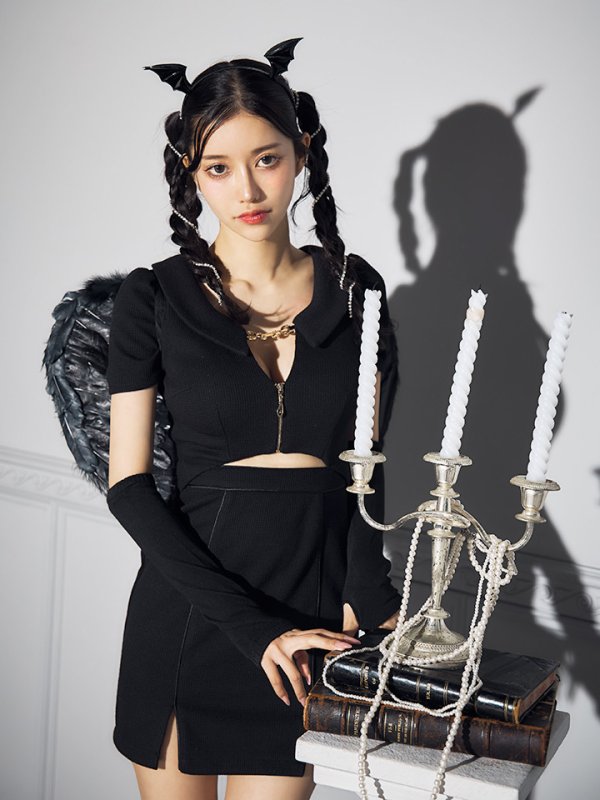 画像17: 【SALE!!】【即日発送！】【ハロウィン】アームカバー付きデビルミニワンピ 【コスプレ5点セット】【XS-Lサイズ/1カラー】[OF04-H]