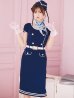 画像1: 【即日発送！】【ハロウィン】CA タイトミディアムワンピース 【コスプレ5点セット】 【S-Lサイズ/1カラー】[YMT] (1)