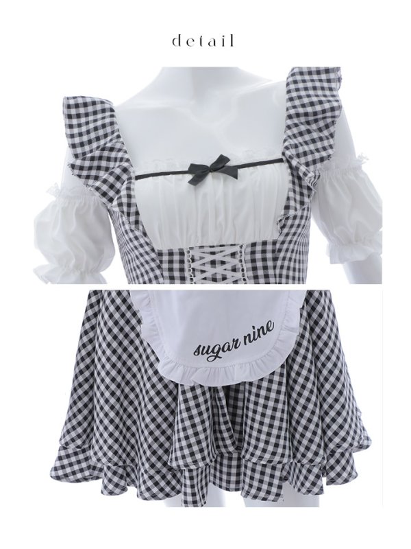 画像21: 【SALE!!】【即日発送！】【ハロウィン】ギンガムチェックメイドワンピース 【コスプレ5点セット】[OF04]