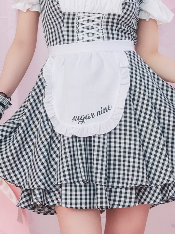 画像12: 【SALE!!】【即日発送！】【ハロウィン】ギンガムチェックメイドワンピース 【コスプレ5点セット】[OF04]