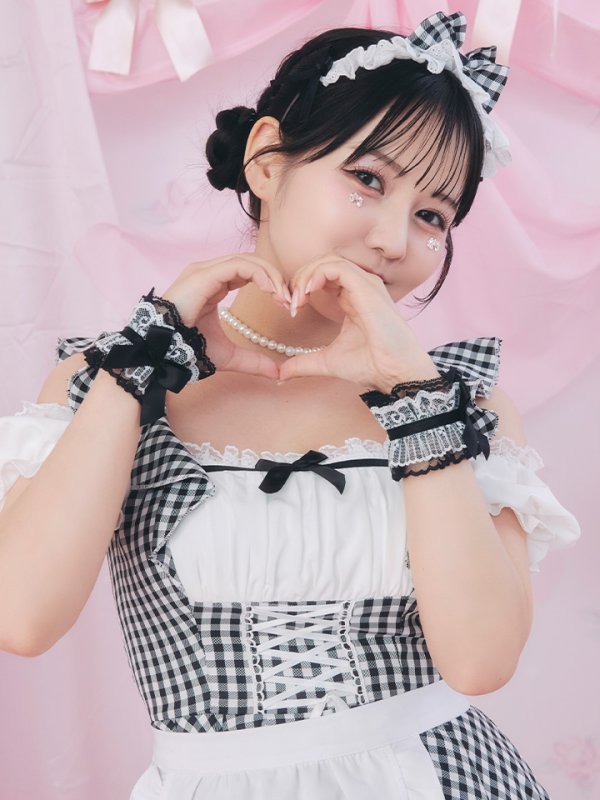 画像9: 【SALE!!】【即日発送！】【ハロウィン】ギンガムチェックメイドワンピース 【コスプレ5点セット】[OF04]