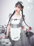 【即日発送！】【ハロウィン】ギンガムチェックメイドワンピース 【コスプレ5点セット】[YMT]