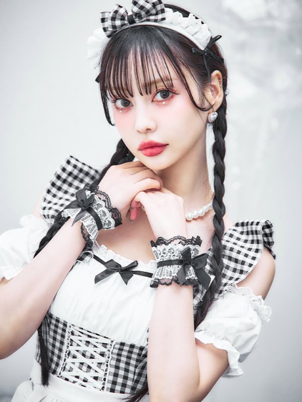 画像16: 【SALE!!】【即日発送！】【ハロウィン】ギンガムチェックメイドワンピース 【コスプレ5点セット】[OF04]