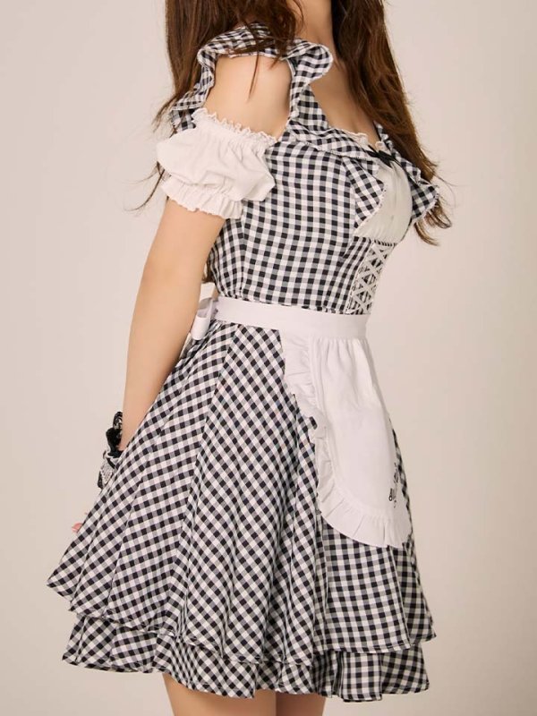 画像21: 【SALE!!】【即日発送！】【ハロウィン】ギンガムチェックメイドワンピース 【コスプレ5点セット】[HC03]