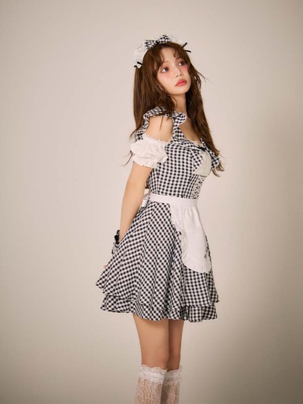 画像5: 【SALE!!】【即日発送！】【ハロウィン】ギンガムチェックメイドワンピース 【コスプレ5点セット】[HC03]