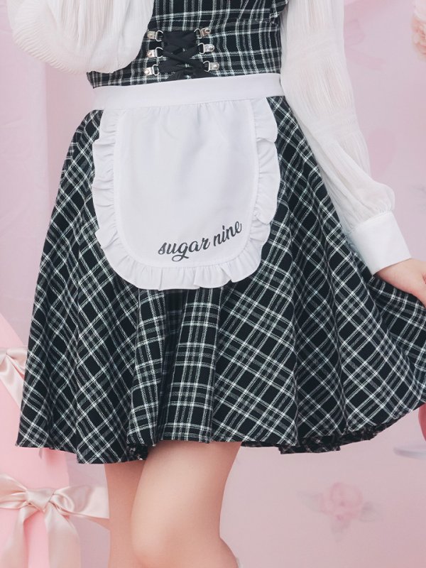 画像11: 【SALE!!】【即日発送！】【ハロウィン】ブラックチェックメイドワンピース 【コスプレ5点セット】[OF04]