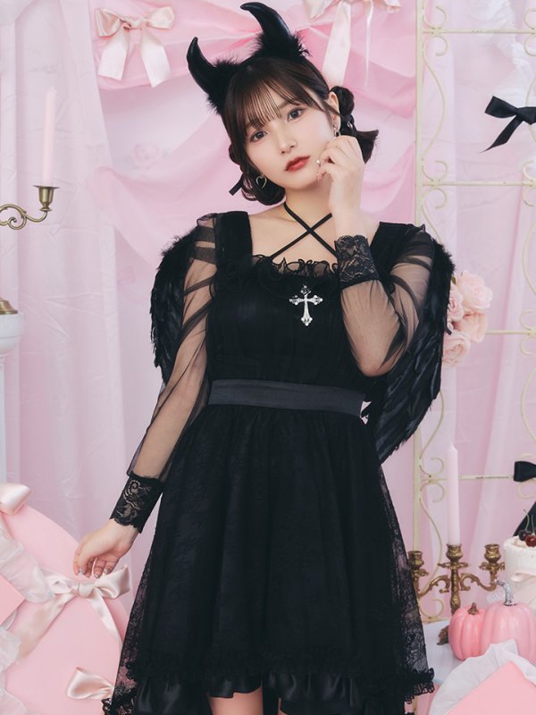 画像4: 【即日発送！】【ハロウィン】ショートインロングデビルワンピース 【コスプレ4点セット】[OF04-H]