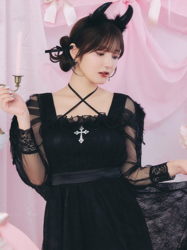 画像8: 【即日発送！】【ハロウィン】ショートインロングデビルワンピース 【コスプレ4点セット】[OF04-H]