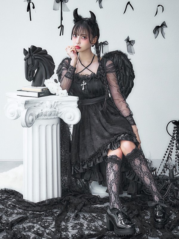 画像10: 【即日発送！】【ハロウィン】ショートインロングデビルワンピース 【コスプレ4点セット】[OF04-H]