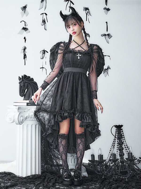 画像4: 【即日発送！】【ハロウィン】ショートインロングデビルワンピース 【コスプレ4点セット】[OF04-H]