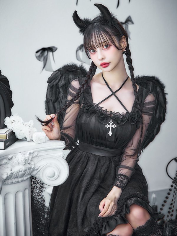 画像5: 【即日発送！】【ハロウィン】ショートインロングデビルワンピース 【コスプレ4点セット】[OF04-H]