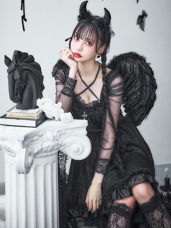 画像7: 【即日発送！】【ハロウィン】ショートインロングデビルワンピース 【コスプレ4点セット】[OF04-H]