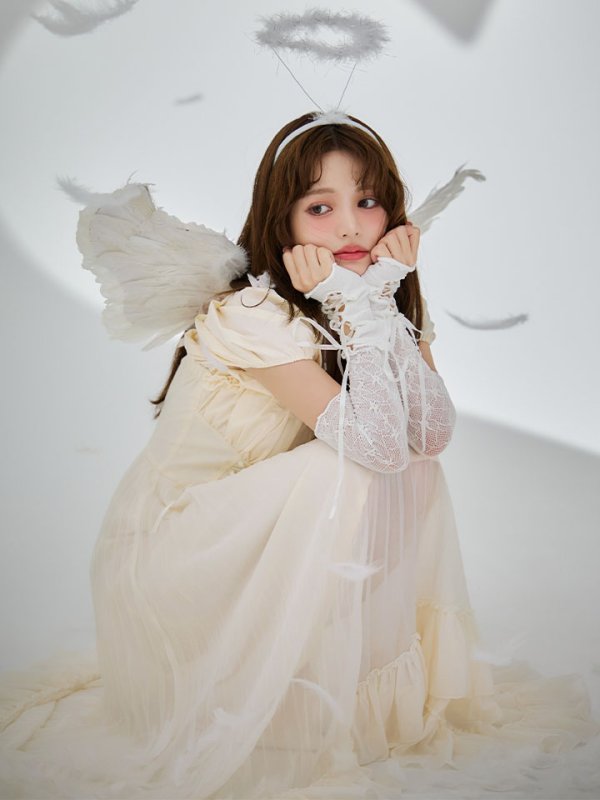 画像1: 【即日発送！】【ハロウィン】 天使プリーツスカートワンピ 【コスプレ5点セット】 【S-XLサイズ/１カラー】[OF01-H]