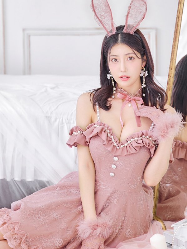 画像7: 【SALE!!】【即日発送！】【ハロウィン】 バニーショートインロングワンピース 【コスプレ5点セット】【XS-XLサイズ/2カラー】[OF04]