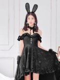 【即日発送！】【ハロウィン】 バニーショートインロングワンピース 【コスプレ5点セット】【XS-XLサイズ/2カラー】[YMT]