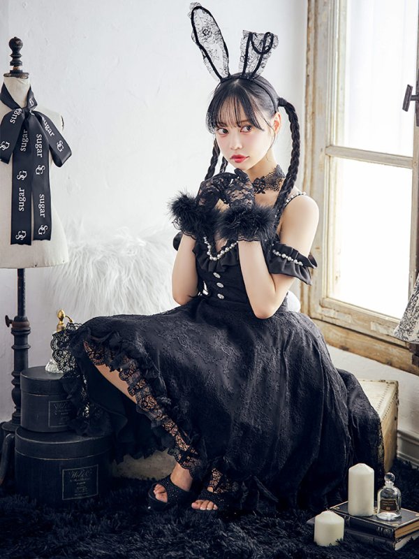 画像4: 【SALE!!】【即日発送！】【ハロウィン】 バニーショートインロングワンピース 【コスプレ5点セット】【XS-XLサイズ/2カラー】[OF04]