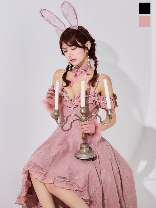 画像2: 【即日発送！】【ハロウィン】 バニーショートインロングワンピース 【コスプレ5点セット】【XS-XLサイズ/2カラー】[OF01]