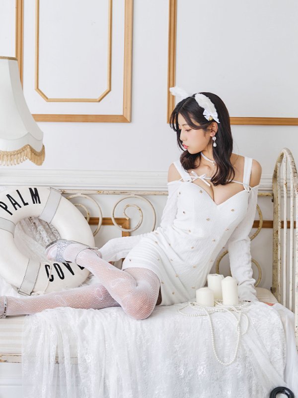 画像3: 【即日発送！】【ハロウィン】キャットスタッズオフショルワンピース 【コスプレ4点セット】【XS-XLサイズ/２カラー】[OF04]