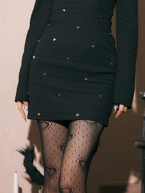 画像37: 【即日発送！】【ハロウィン】キャットスタッズオフショルワンピース 【コスプレ4点セット】【XS-XLサイズ/２カラー】[OF04]