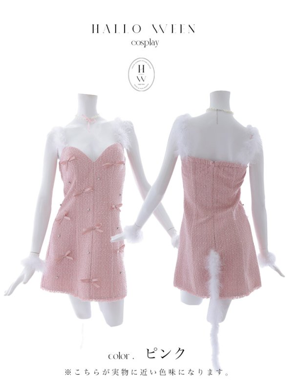 画像20: 【SALE!!】【即日発送！】【ハロウィン】猫リボンツイードワンピース 【コスプレ5点セット】 【XS-XLサイズ/2カラー】[OF01]