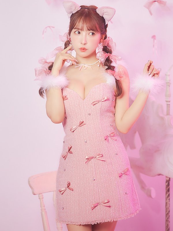 画像5: 【SALE!!】【即日発送！】【ハロウィン】猫リボンツイードワンピース 【コスプレ5点セット】 【XS-XLサイズ/2カラー】[OF01]