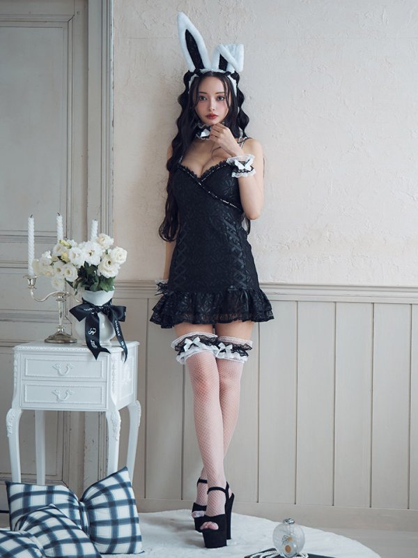 画像4: 【SALE!!】【即日発送！】【ハロウィン】 総レースバニーミニマーメイドワンピ【コスプレ6点セット】【XS-Lサイズ/3カラー】[OF04]