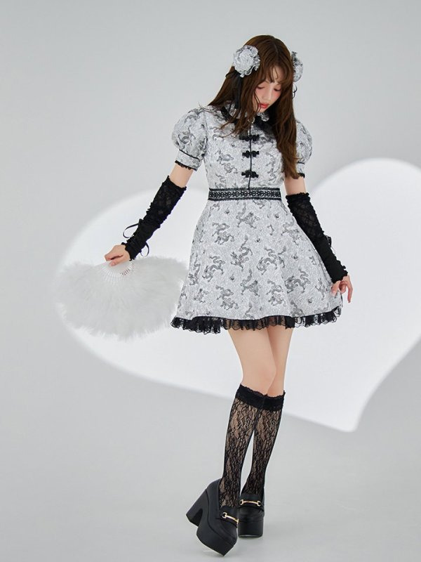 画像18: 【ハロウィン】アームウォーマー付きフレアスカートチャイナ 【コスプレ5点セット】 【S-XLサイズ/4カラー】[HC03]