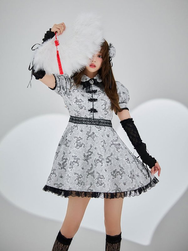 画像23: 【ハロウィン】アームウォーマー付きフレアスカートチャイナ 【コスプレ5点セット】 【S-XLサイズ/4カラー】[HC03]