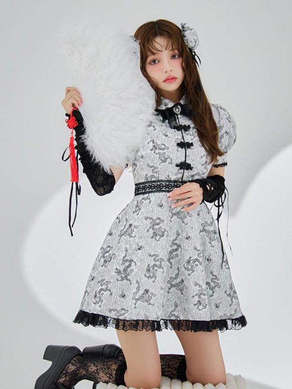 画像3: 【ハロウィン】アームウォーマー付きフレアスカートチャイナ 【コスプレ5点セット】 【S-XLサイズ/4カラー】[HC03]